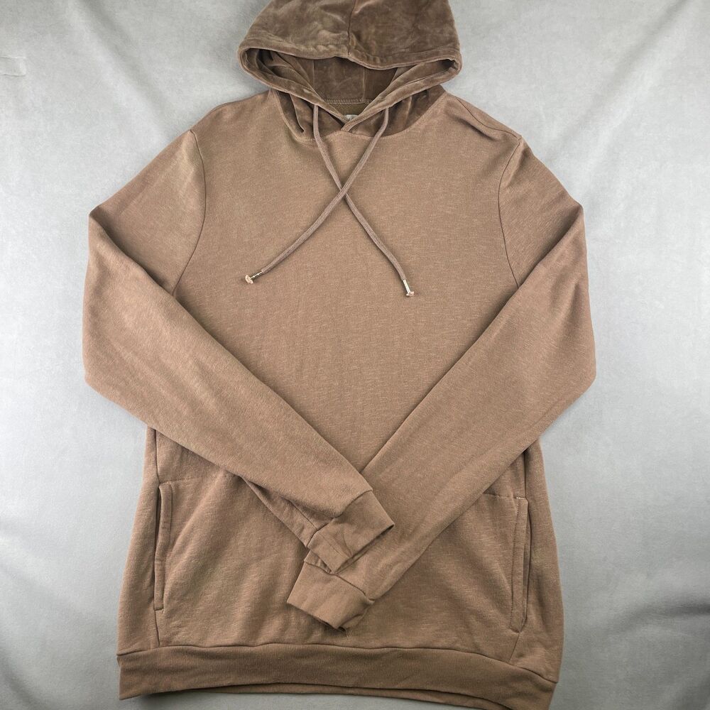 The Rail Sweater Hoodie Mens L Brown Velveteen Hood Kangaroo Pocket Streetwear